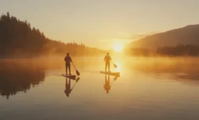 paddleboard a západ slnka
